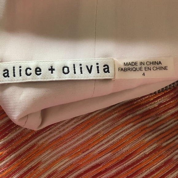 Alice + Olivia Pacey Orange Lantern Shimmer Dress Size 4 (I) - Picture 4 of 9